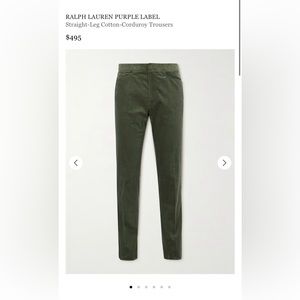 Ralph Lauren Purple Label - Straight-Leg Cotton-Corduroy Trousers w/ tags **NEW